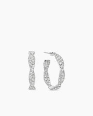 Floating Diamonds Hoop Earrings in White Gold