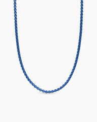 Box Chain Necklace in Sterling Silver with Blue Stainless Steel, 2.7mm