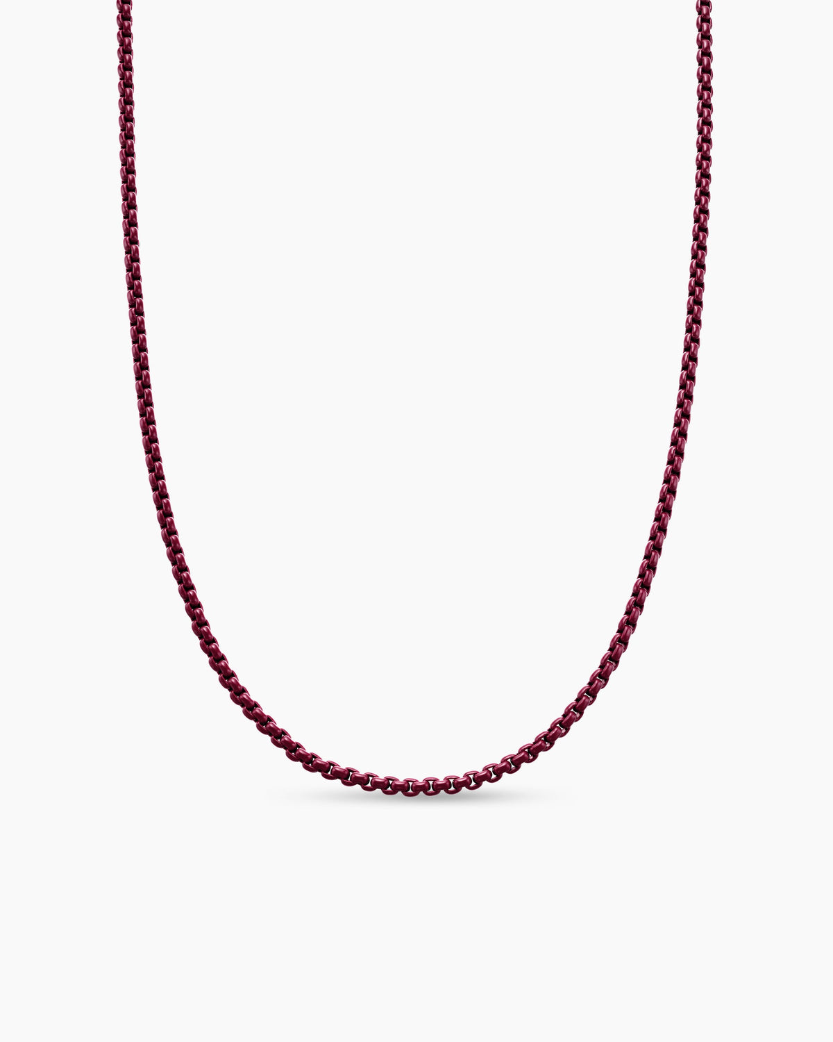 Box Chain Necklace in Sterling Silver with Burgundy Stainless Steel, 2.7mm
