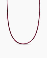 Box Chain Necklace in Sterling Silver with Burgundy Stainless Steel, 2.7mm