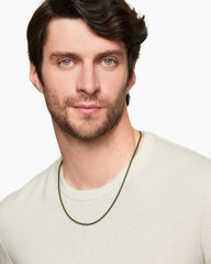 Box Chain Necklace in Sterling Silver with Green Stainless Steel, 2.7mm