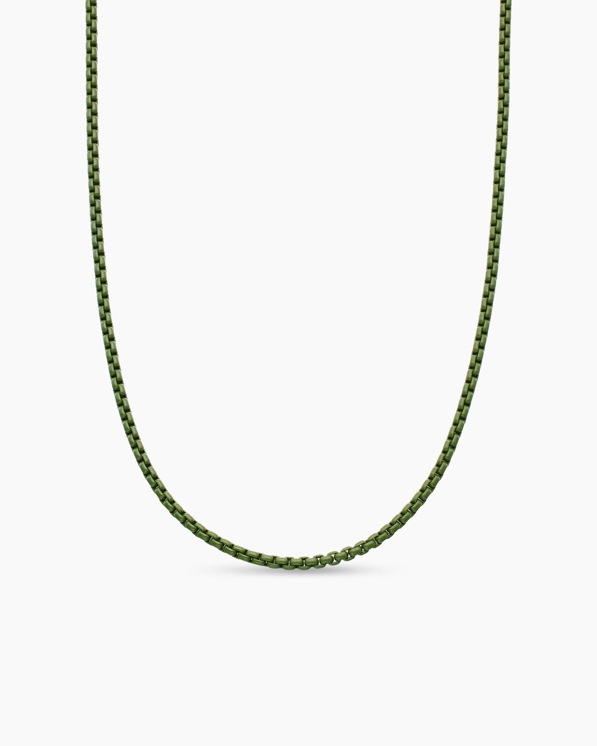 Box Chain Necklace in Sterling Silver with Green Stainless Steel, 2.7mm
