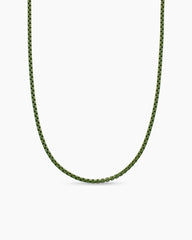 Box Chain Necklace in Sterling Silver with Green Stainless Steel, 2.7mm