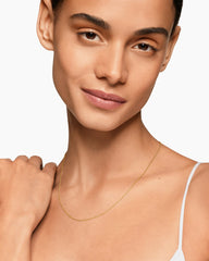 Box Chain Necklace in 18K Yellow Gold, 1mm