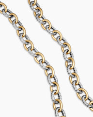 Oval Link Chain Necklace in Sterling Silver with 18K Yellow Gold, 16mm