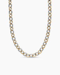 Oval Link Chain Necklace in Sterling Silver with 18K Yellow Gold, 16mm