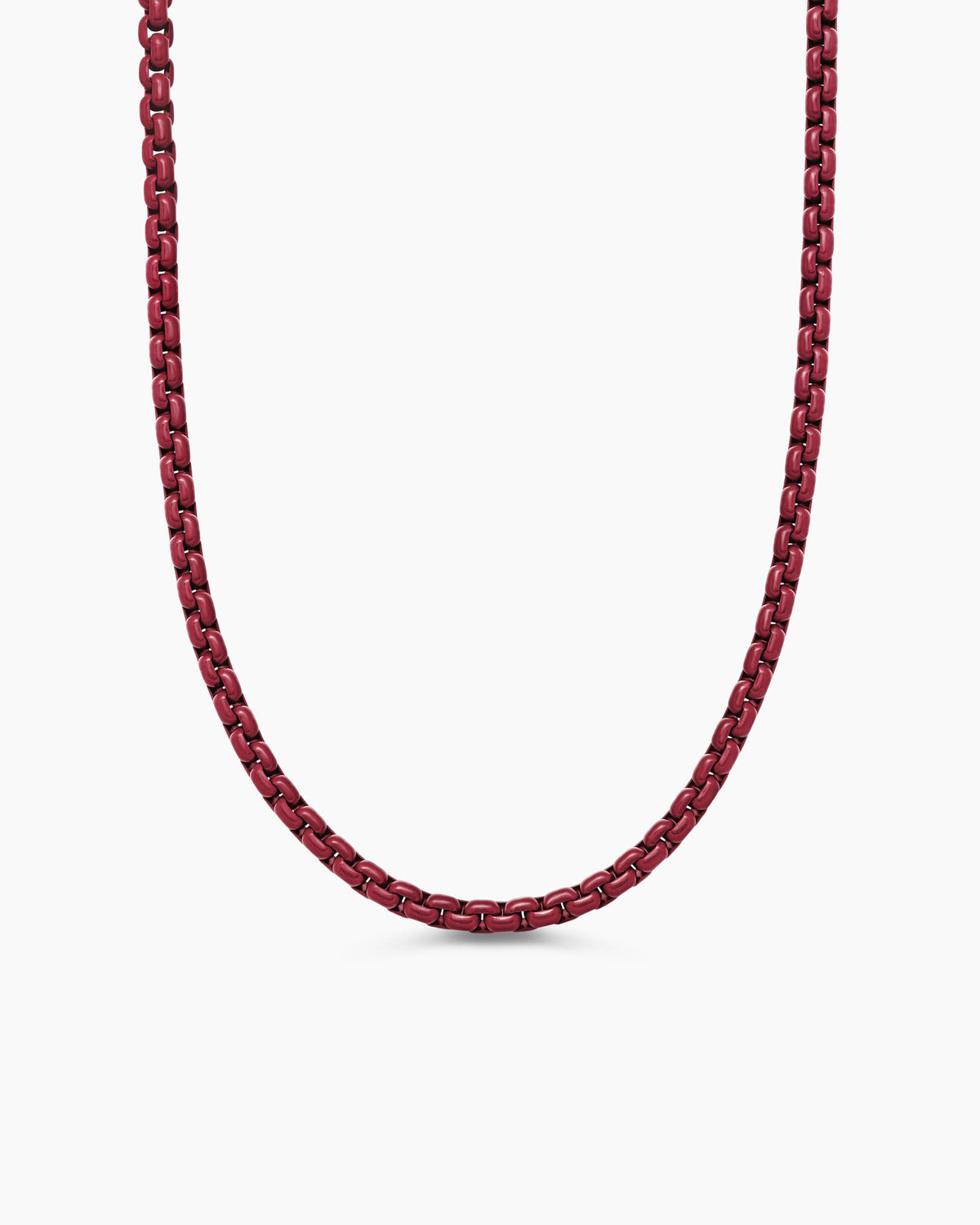 Box Chain Necklace in Sterling Silver with Burgundy Stainless Steel, 4mm