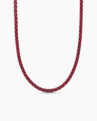Box Chain Necklace in Sterling Silver with Burgundy Stainless Steel, 4mm