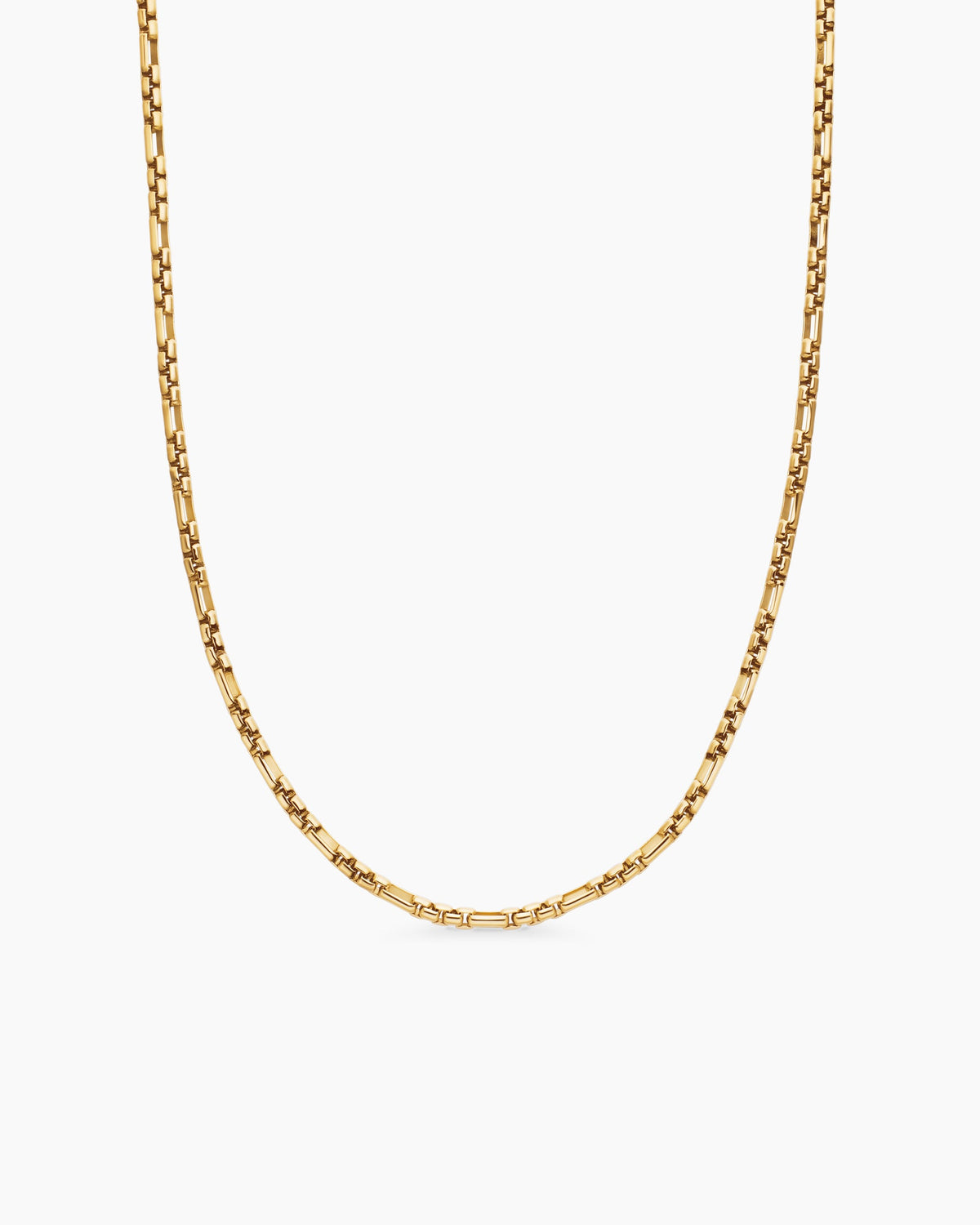 Open Station Box Chain Necklace in 18K Yellow Gold, 3mm