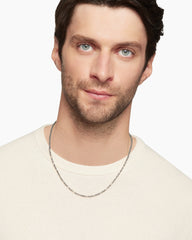 Open Station Box Chain Necklace in Sterling Silver, 3mm