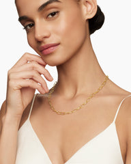 Elongated Oval Link Necklace in 18K Yellow Gold, 6mm