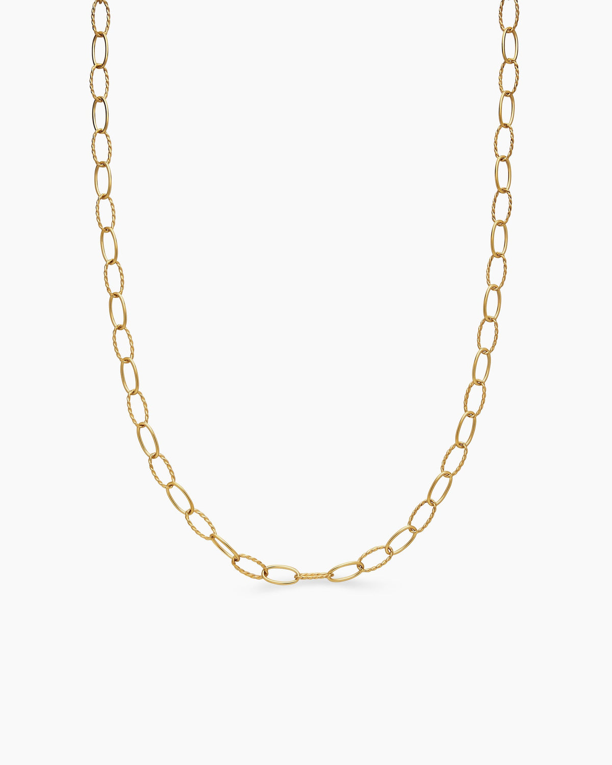 Elongated Oval Link Necklace in 18K Yellow Gold, 6mm