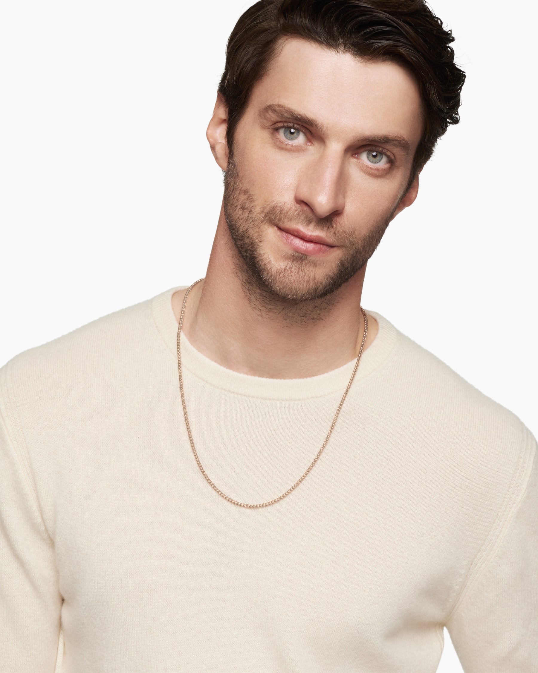 Wheat Chain Necklace in 18K Rose Gold, 2.5mm