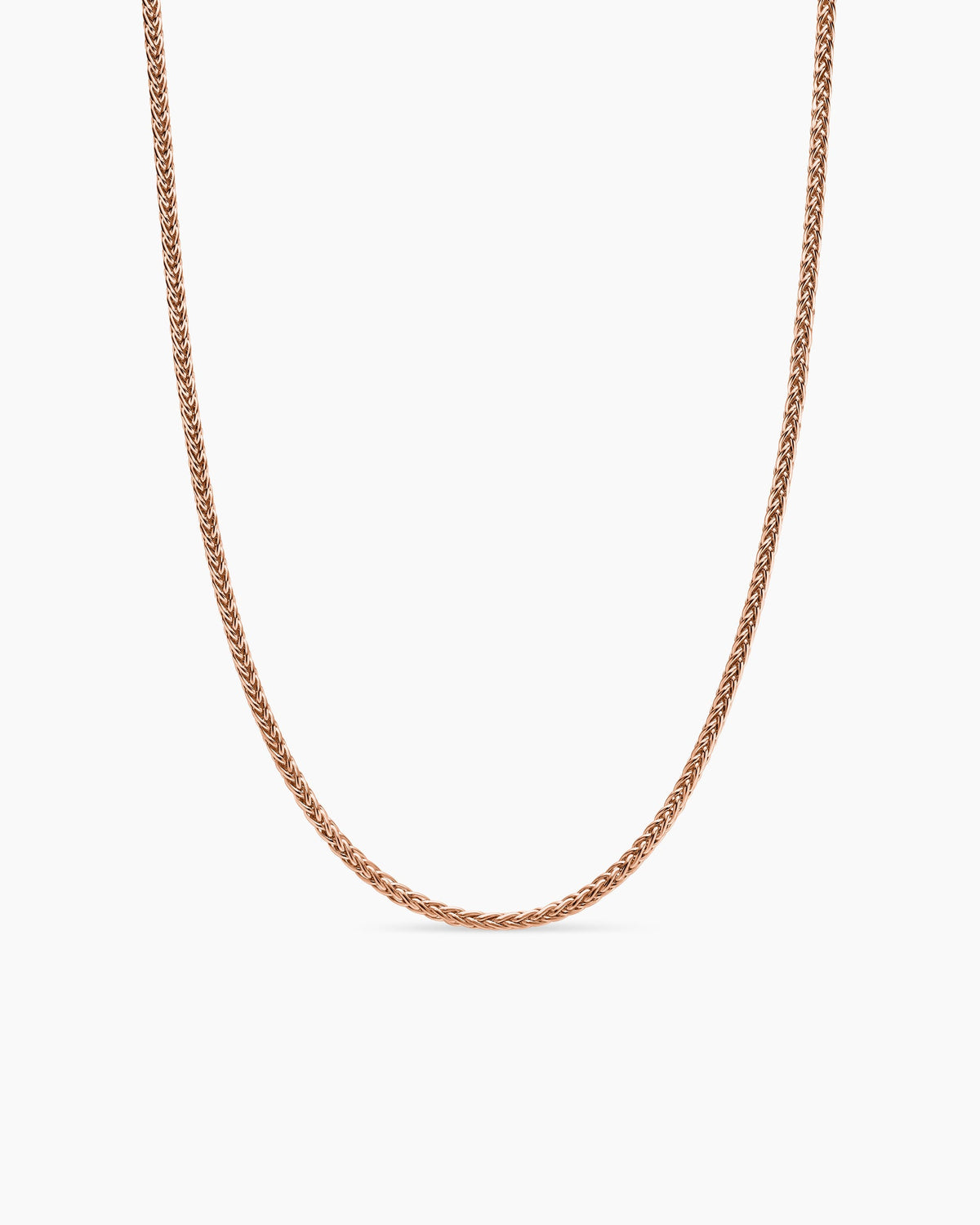 Wheat Chain Necklace in 18K Rose Gold, 2.5mm
