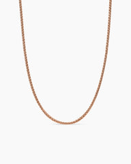 Wheat Chain Necklace in 18K Rose Gold, 2.5mm