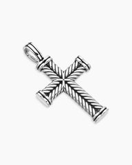 Chevron Cross Pendant in Sterling Silver, 33mm