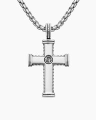 Chevron Cross Pendant in Sterling Silver, 33mm