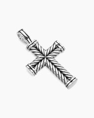 Chevron Cross Pendant in Sterling Silver, 40mm