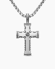 Chevron Cross Pendant in Sterling Silver, 40mm