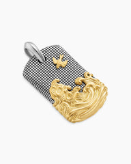 Waves Tag in Sterling Silver with 18K Yellow Gold, 35mm
