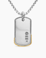 Waves Tag in Sterling Silver with 18K Yellow Gold, 35mm