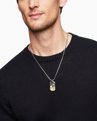 Waves Tag in Sterling Silver with 18K Yellow Gold, 35mm