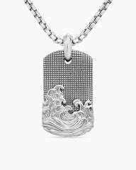 Waves Tag in Sterling Silver, 35mm