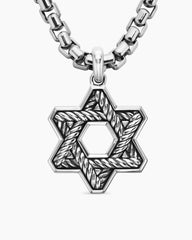 Star of David Pendant in Sterling Silver with Black Diamonds, 25mm