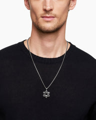 Star of David Pendant in Sterling Silver with Black Diamonds, 25mm