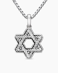 Star of David Pendant in Sterling Silver with Diamonds, 25mm