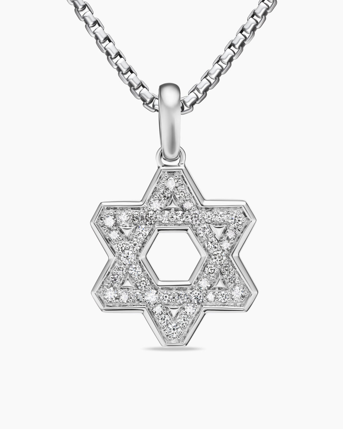 Star of David Pendant in Sterling Silver with Diamonds, 25mm