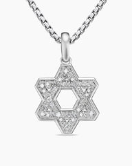 Star of David Pendant in Sterling Silver with Diamonds, 25mm