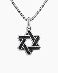 Cable Star of David Amulet in Sterling Silver with 18K Yellow Gold, 19mm