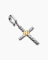 Petite X Cross Pendant in Sterling Silver with 18K Yellow Gold, 19.5mm