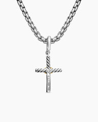 Petite X Cross Pendant in Sterling Silver with 18K Yellow Gold, 19.5mm