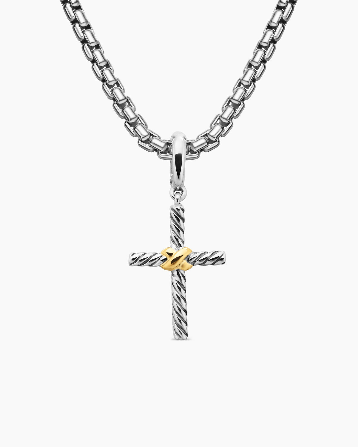 Petite X Cross Pendant in Sterling Silver with 18K Yellow Gold, 19.5mm