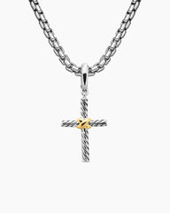 Petite X Cross Pendant in Sterling Silver with 18K Yellow Gold, 19.5mm