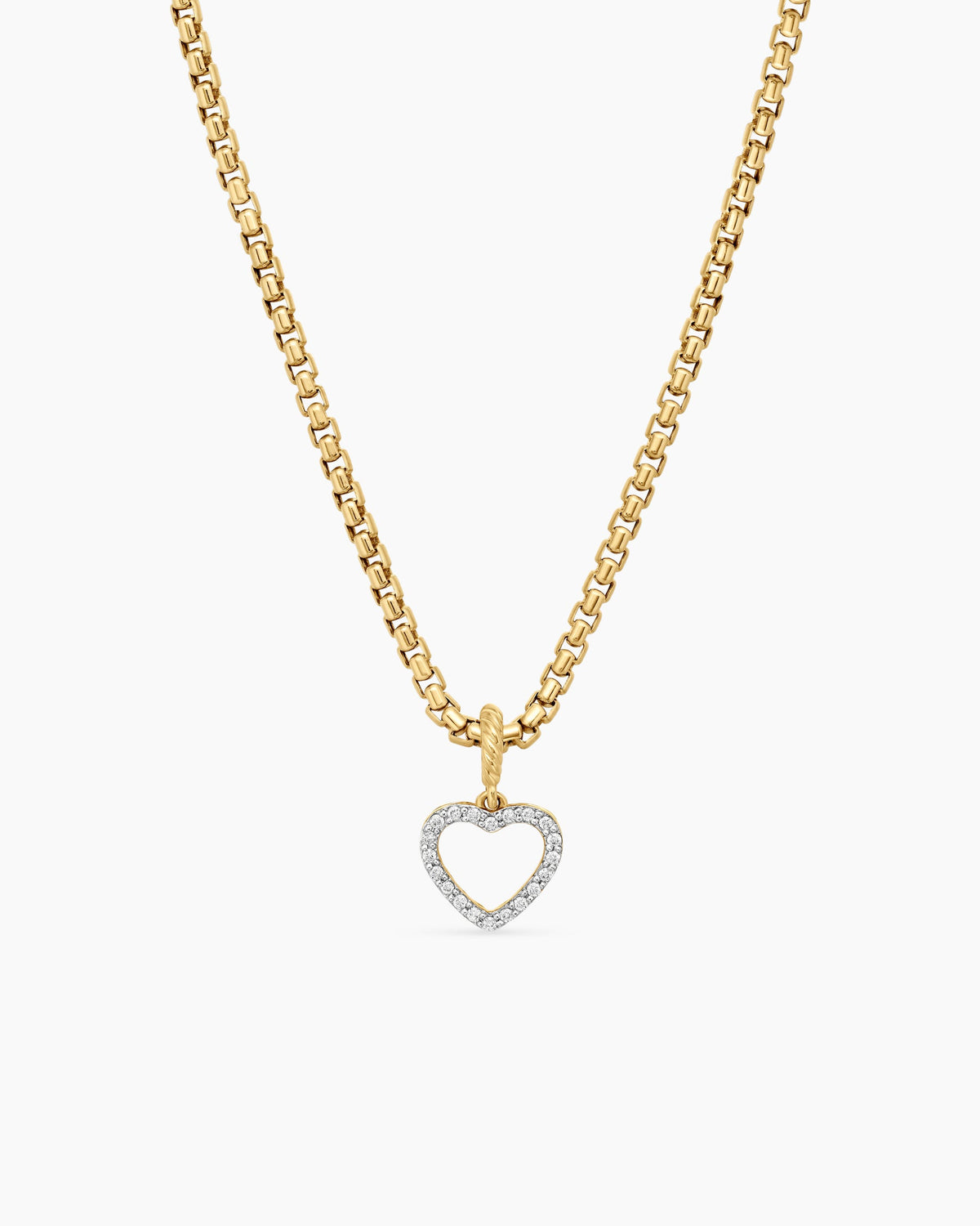 Heart Amulet in 18K Yellow Gold with Diamonds, 11mm