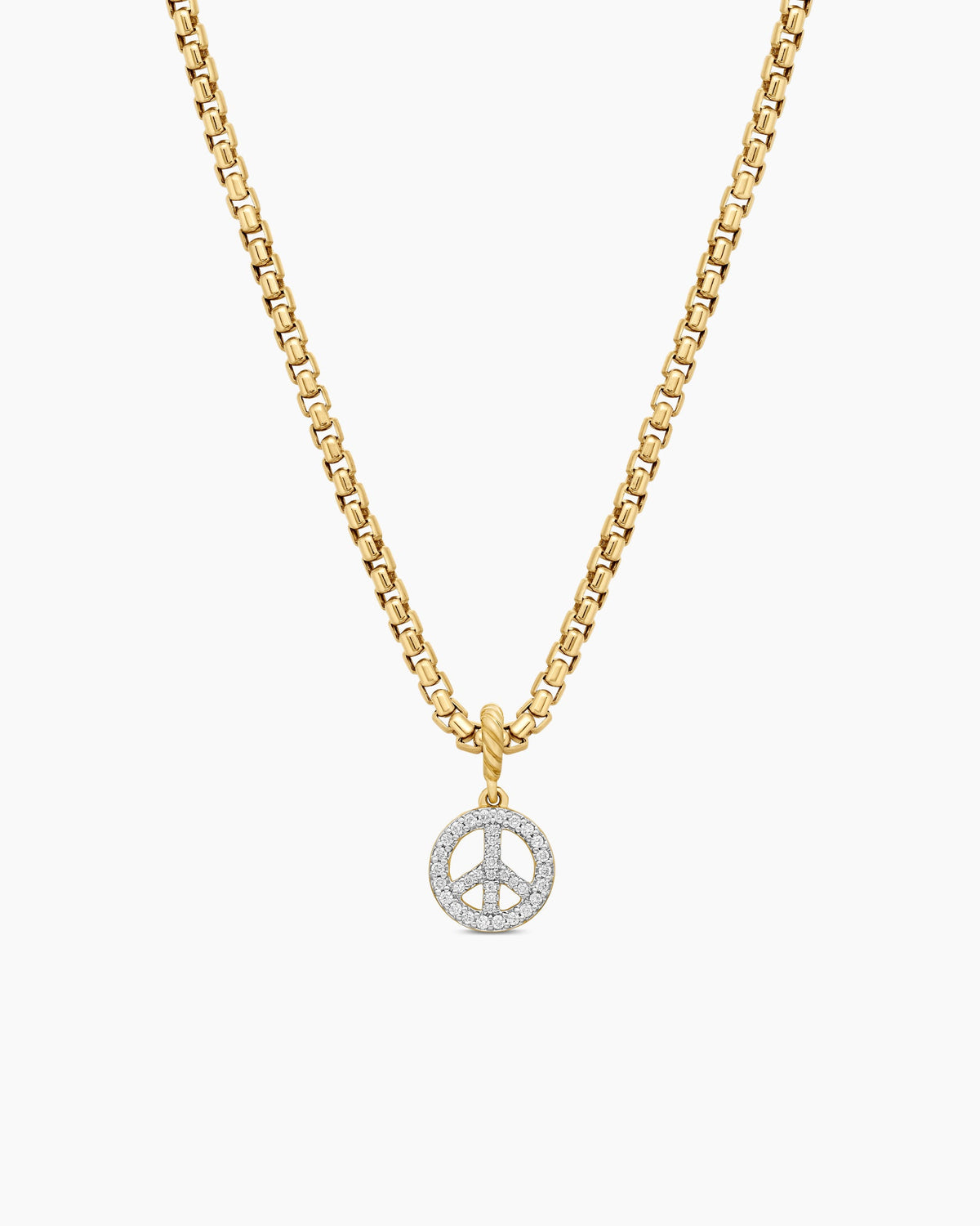 Peace Sign Amulet in 18K Yellow Gold with Diamonds, 11mm