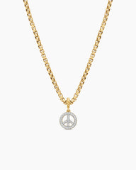 Peace Sign Amulet in 18K Yellow Gold with Diamonds, 11mm