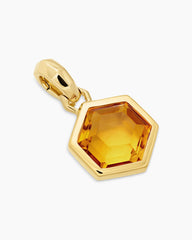 Hexagon Cut Amulet in 18K Yellow Gold with Citrine, 14mm