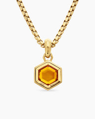 Hexagon Cut Amulet in 18K Yellow Gold with Citrine, 14mm