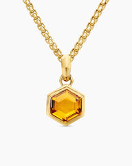 Hexagon Cut Amulet in 18K Yellow Gold with Citrine, 14mm