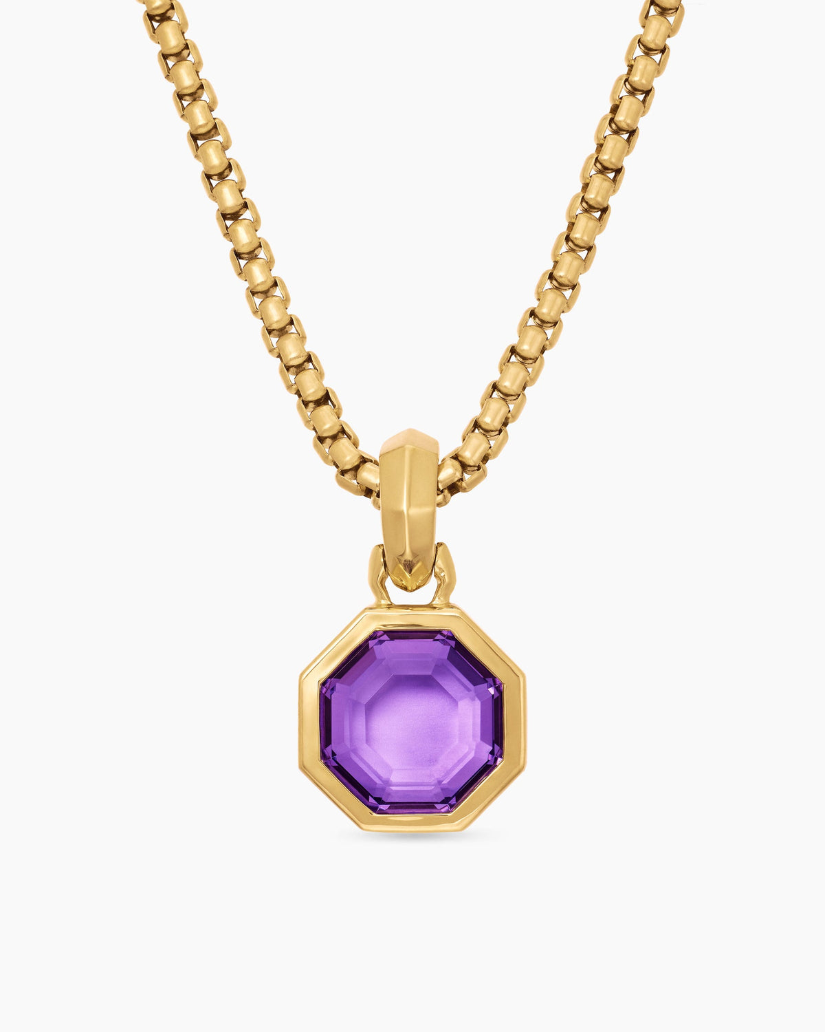 Octagon Cut Amulet in 18K Yellow Gold with Amethyst, 13mm