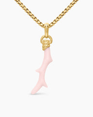 Coral Amulet with Pink Opal and 18K Yellow Gold, 31mm