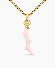 Coral Amulet with Pink Opal and 18K Yellow Gold, 31mm