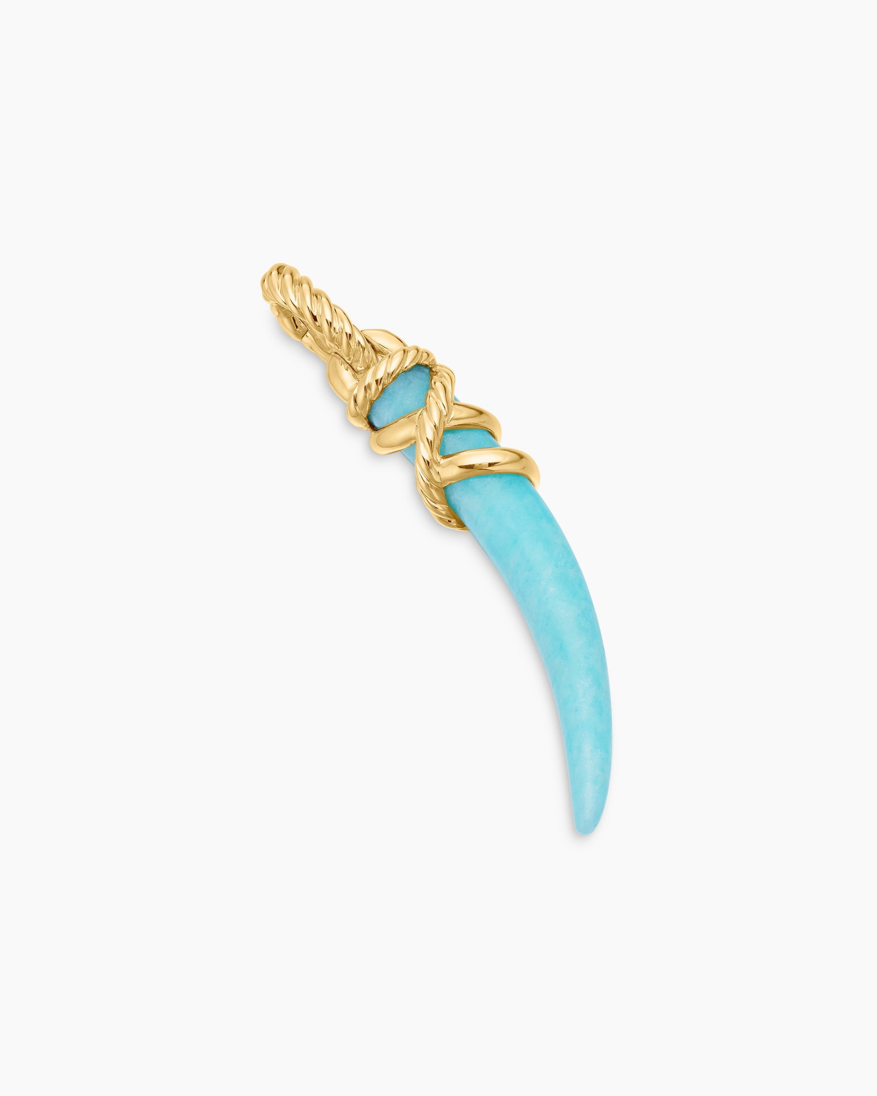 Tusk Amulet with Amazonite and 18K Yellow Gold, 31mm