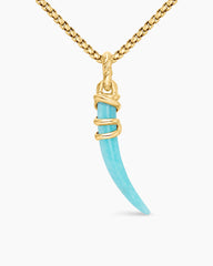 Tusk Amulet with Amazonite and 18K Yellow Gold, 31mm