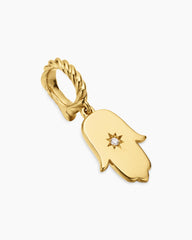 Hamsa Amulet in 18K Yellow Gold with Center Diamond, 15.8mm
