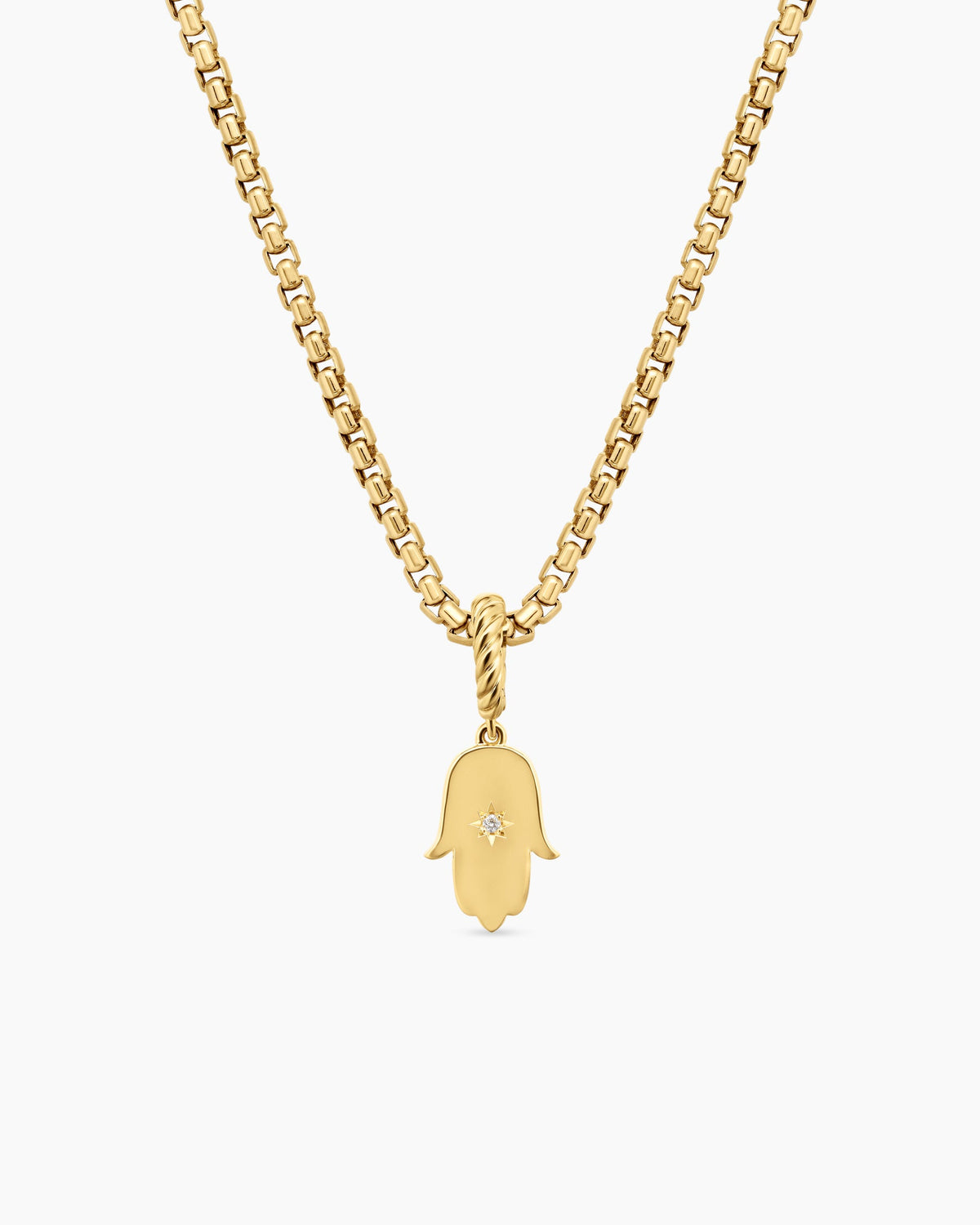 Hamsa Amulet in 18K Yellow Gold with Center Diamond, 15.8mm